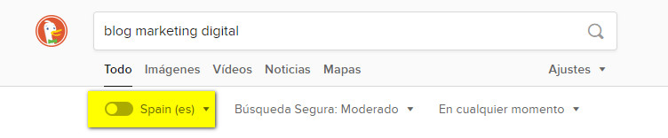 DuckDuckGo no tiene en cuenta el historial de búsquedas ni los datos del usuario para clasificar los resultados